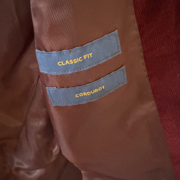 Men’s Red Corduroy Blazer | Stafford (36R - Classic Fit) - Picture 4 of 7